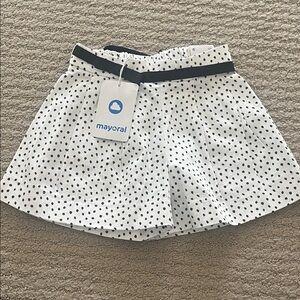 Mayoral White Skater Shorts with Black Polka Dots and Black adjustableWaistband